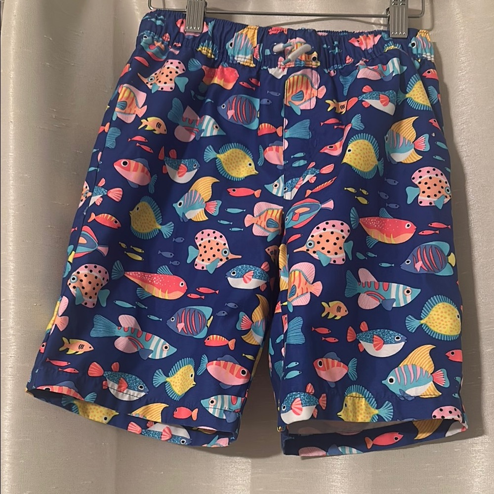 Gymboree Blue Fish Print Kids Swim Trunks